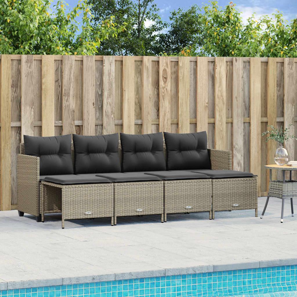 Sofasæt 5 dele med hynder polyrattan lysegrå billede