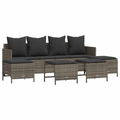 Sofasæt 5 dele med hynder polyrattan grå