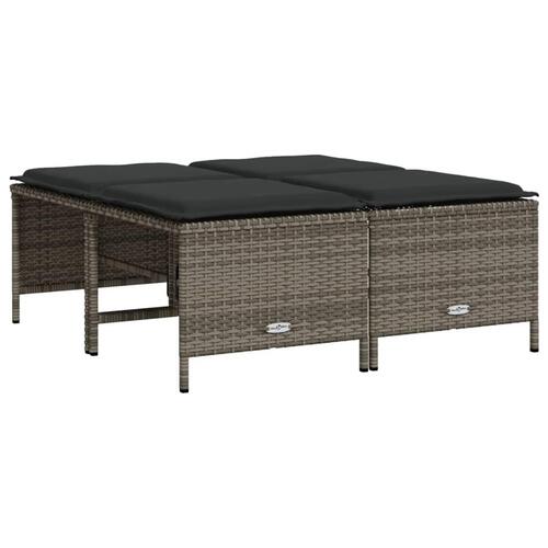 Sofasæt 5 dele med hynder polyrattan grå