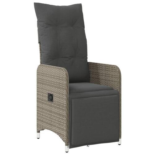 Havestole 2 stk. med lænefunktion og bord polyrattan grå