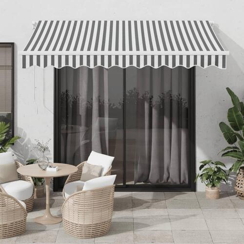 Markise 300x250 cm automatisk betjening antracitgrå og hvid