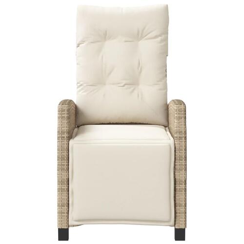 Havestole 2 stk. med lænefunktion og fodstøtte polyrattan beige