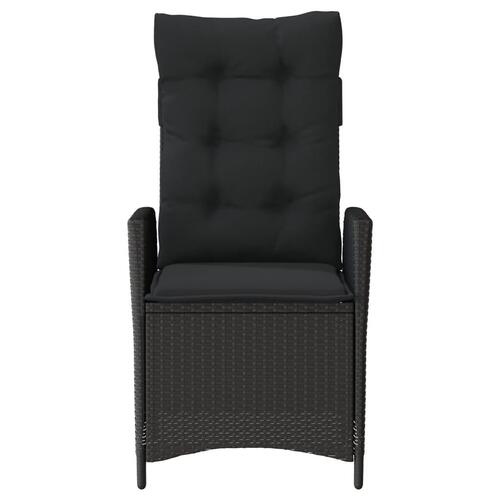 Havestole med hynder 2 stk. justerbart ryglæn polyrattan sort