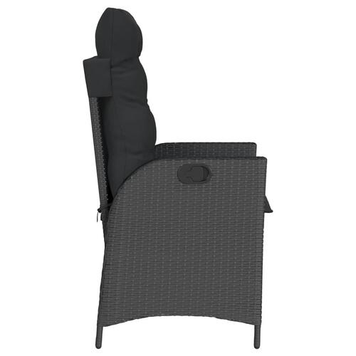 Havestole med hynder 2 stk. justerbart ryglæn polyrattan sort