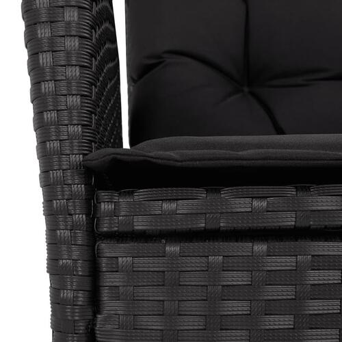 Havestole med hynder 2 stk. justerbart ryglæn polyrattan sort