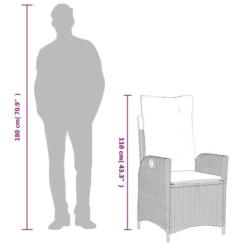 Havestole med hynder 2 stk. justerbart ryglæn polyrattan sort