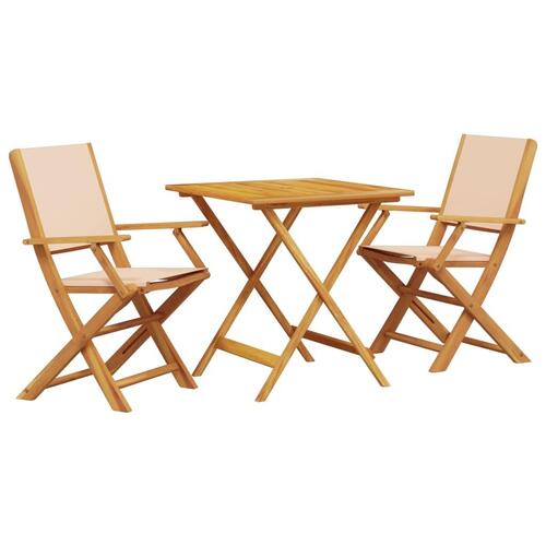 Bistrosæt 3 dele stof og massivt træ beige