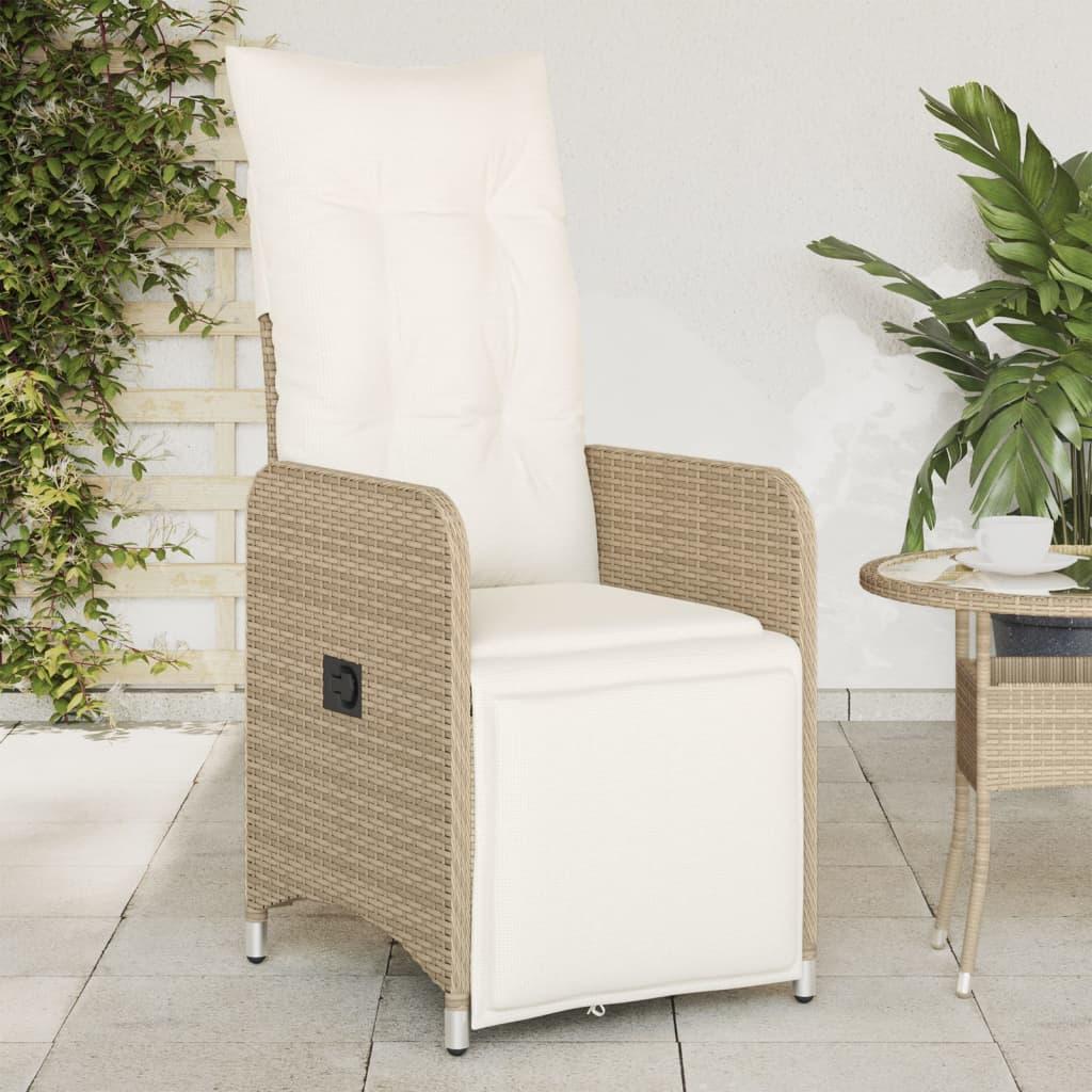 Havestole 2 stk. med lænefunktion og hynder polyrattan beige