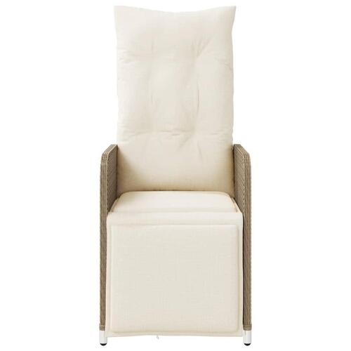 Havestole 2 stk. med lænefunktion og hynder polyrattan beige