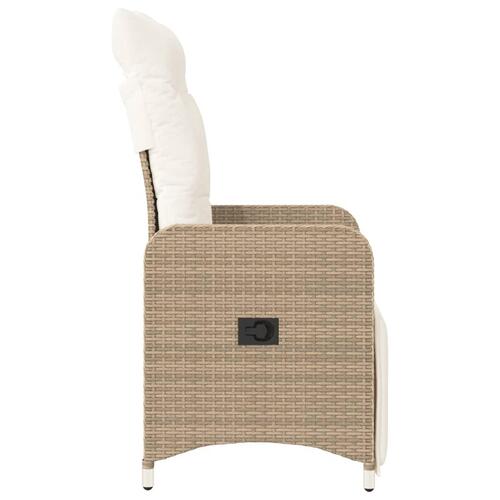 Havestole 2 stk. med lænefunktion og hynder polyrattan beige
