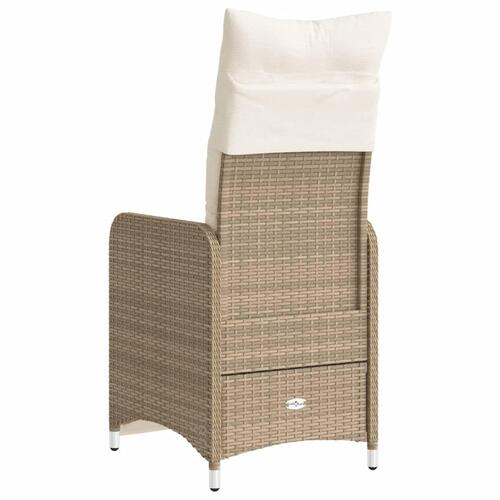 Havestole 2 stk. med lænefunktion og hynder polyrattan beige