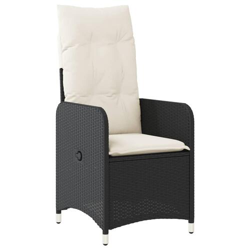 Havestole 2 stk. med lænefunktion og bord polyrattan sort