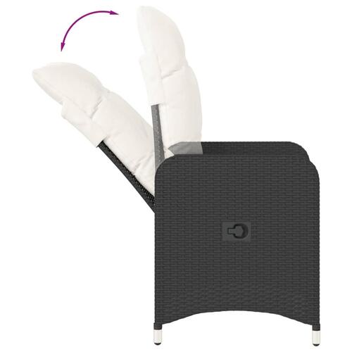 Havestole 2 stk. med lænefunktion og bord polyrattan sort