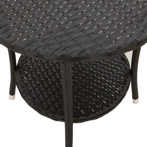 Havestole 2 stk. med lænefunktion og bord polyrattan sort