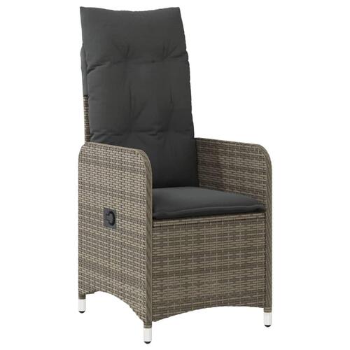 Havestole 2 stk. med lænefunktion og bord polyrattan grå