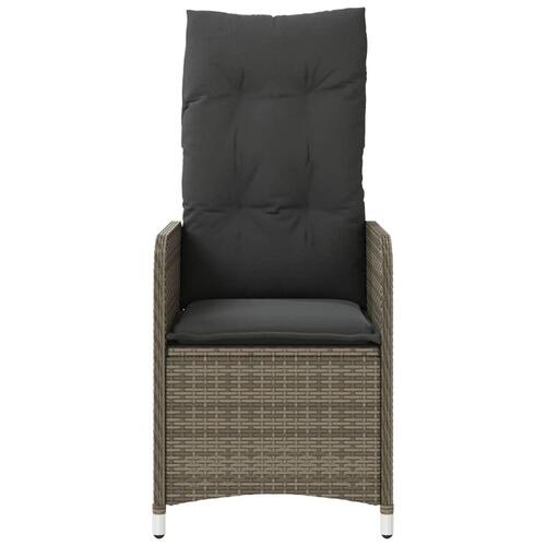 Havestole 2 stk. med lænefunktion og bord polyrattan grå