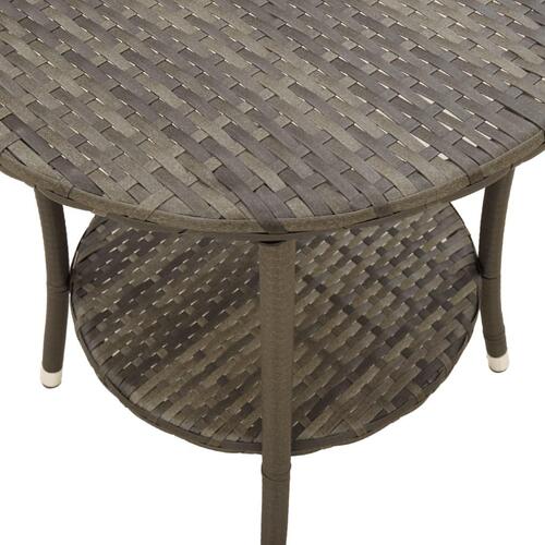Havestole 2 stk. med lænefunktion og bord polyrattan grå