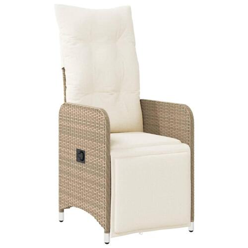Havestole 2 stk. med lænefunktion og bord polyrattan beige