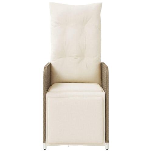 Havestole 2 stk. med lænefunktion og bord polyrattan beige