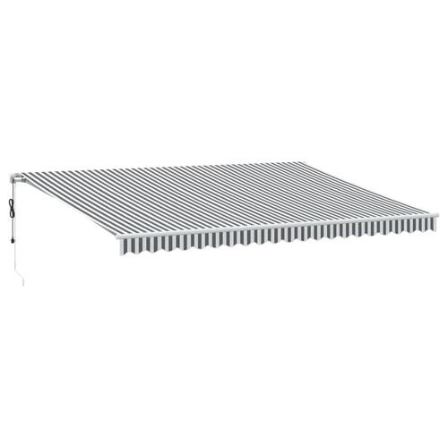 Markise 500x350 cm automatisk betjening antracitgrå og hvid
