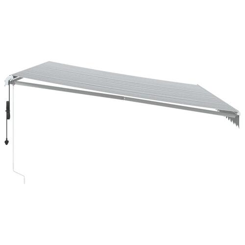 Markise 500x350 cm automatisk betjening antracitgrå og hvid