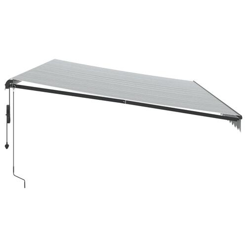 Markise m. LED 600x350 cm automatisk betjening antracitgrå hvid