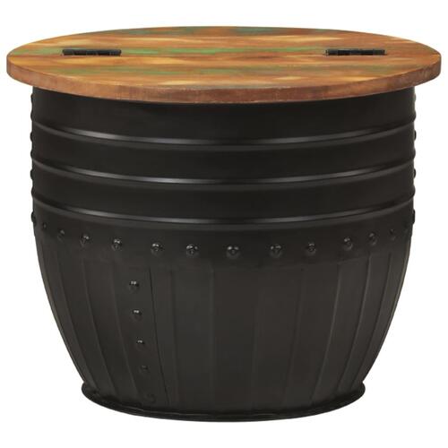 Sofabord 50x39,5 cm massivt genbrugstræ sort