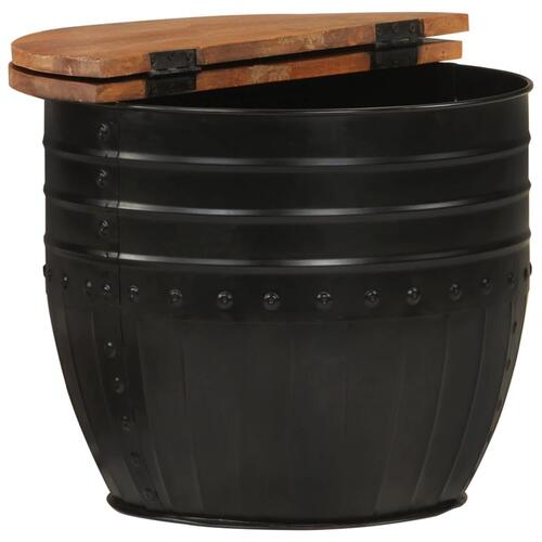 Sofabord 50x39,5 cm massivt genbrugstræ sort