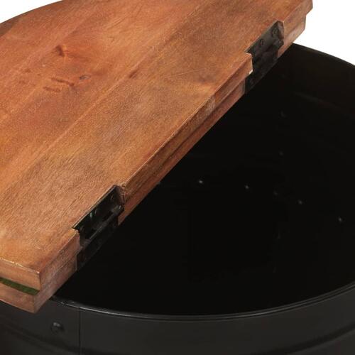 Sofabord 50x39,5 cm massivt genbrugstræ sort