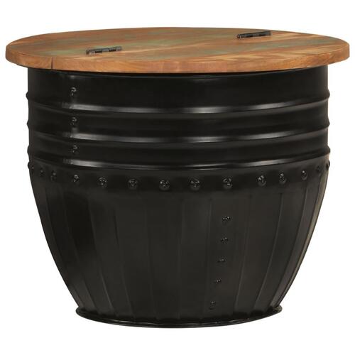 Sofabord 50x39,5 cm massivt genbrugstræ sort