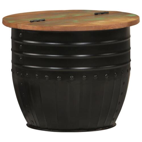 Sofabord 50x39,5 cm massivt genbrugstræ sort