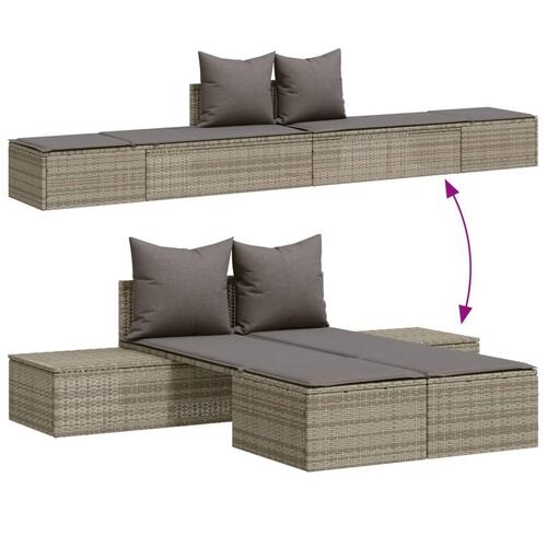 Loungesofa med hynder polyrattan grå