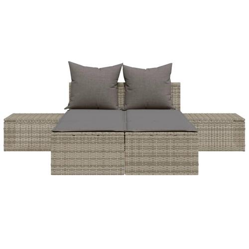 Loungesofa med hynder polyrattan grå