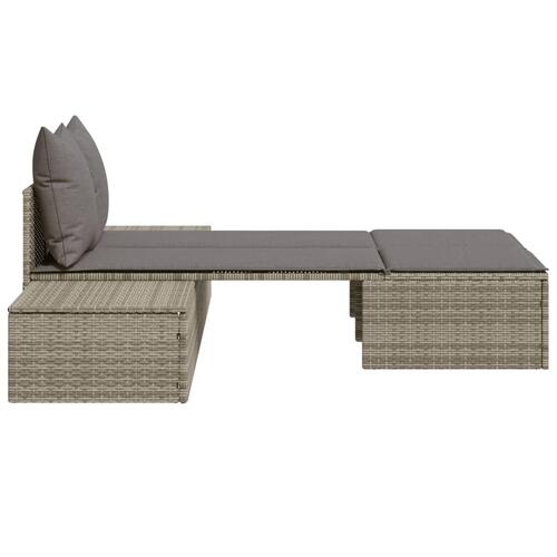 Loungesofa med hynder polyrattan grå