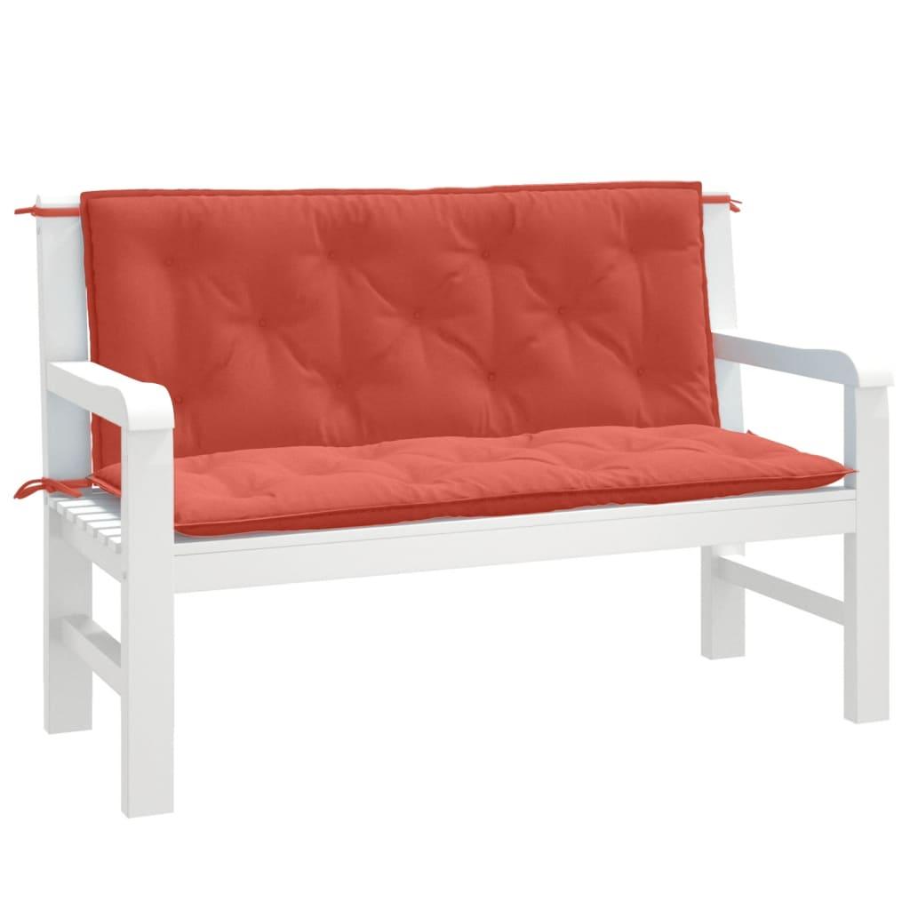 Hynder til havebænk 2 stk. 120x50x7 cm stof meleret red