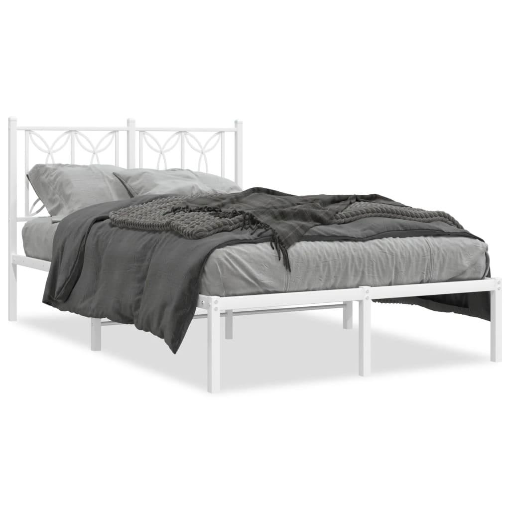 Sengeramme med sengegavl 120x190 cm metal hvid billede