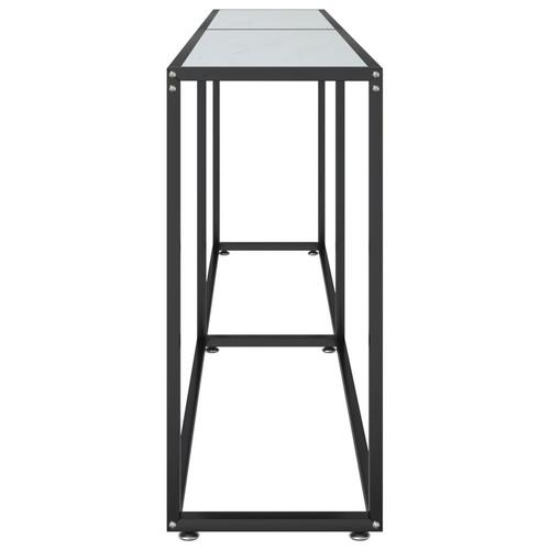 Konsolbord 220x35x75,5 cm hærdet glas hvid marmor
