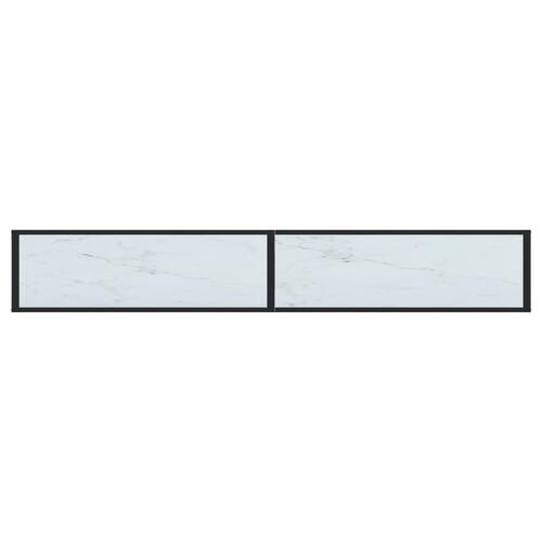 Konsolbord 220x35x75,5 cm hærdet glas hvid marmor