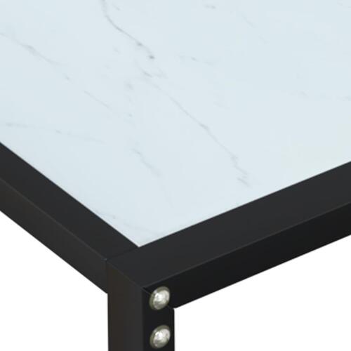 Konsolbord 220x35x75,5 cm hærdet glas hvid marmor