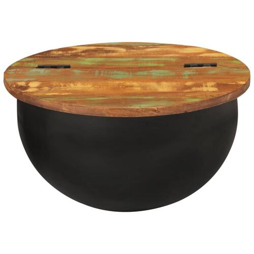 Sofabord 50x27 cm massivt genbrugstræ sort