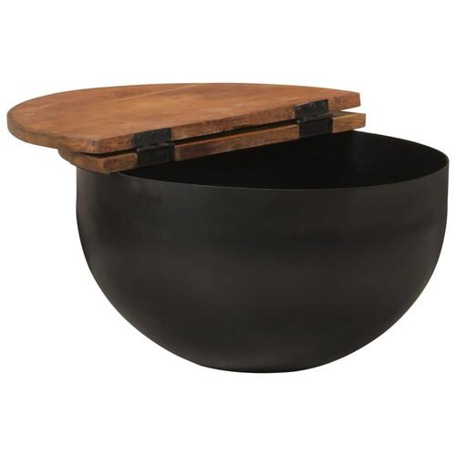 Sofabord 50x27 cm massivt genbrugstræ sort
