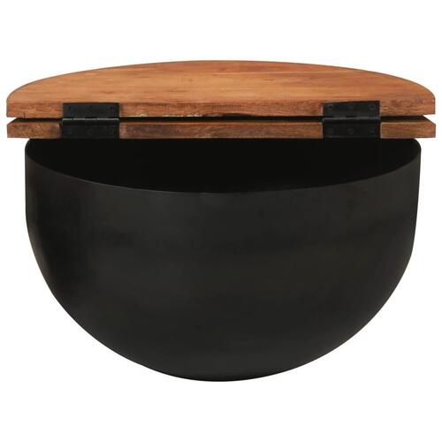 Sofabord 50x27 cm massivt genbrugstræ sort