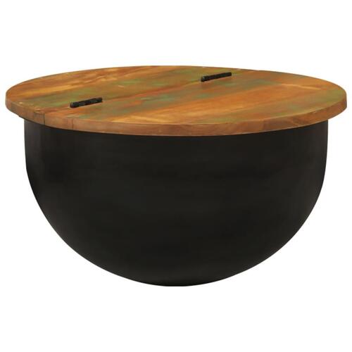 Sofabord 50x27 cm massivt genbrugstræ sort