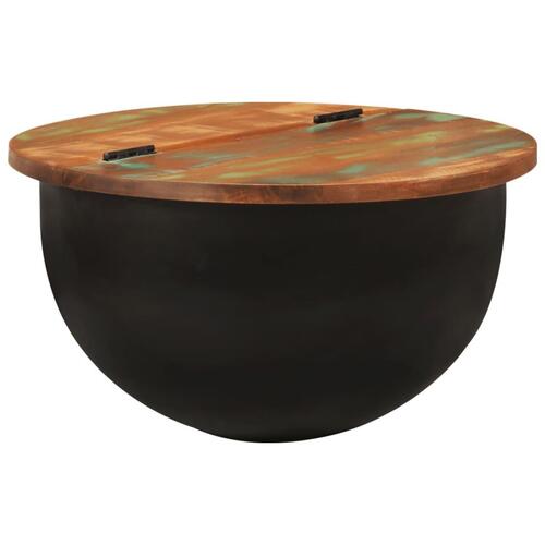 Sofabord 50x27 cm massivt genbrugstræ sort