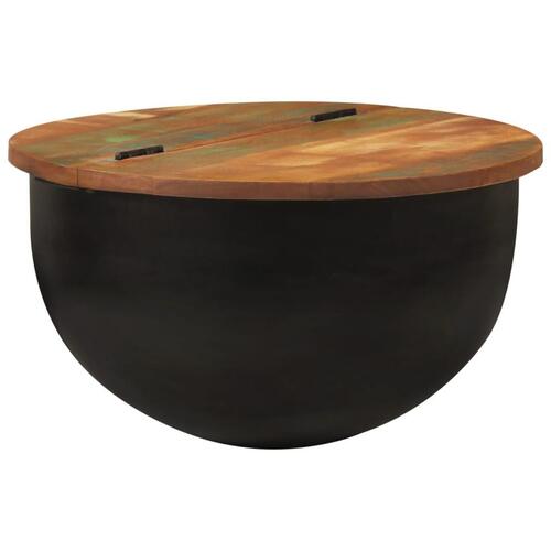 Sofabord 50x27 cm massivt genbrugstræ sort