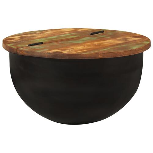 Sofabord 50x27 cm massivt genbrugstræ sort
