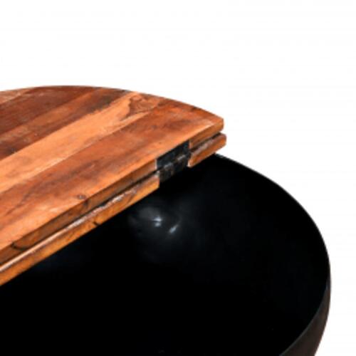 Sofabord 50x27 cm massivt genbrugstræ sort