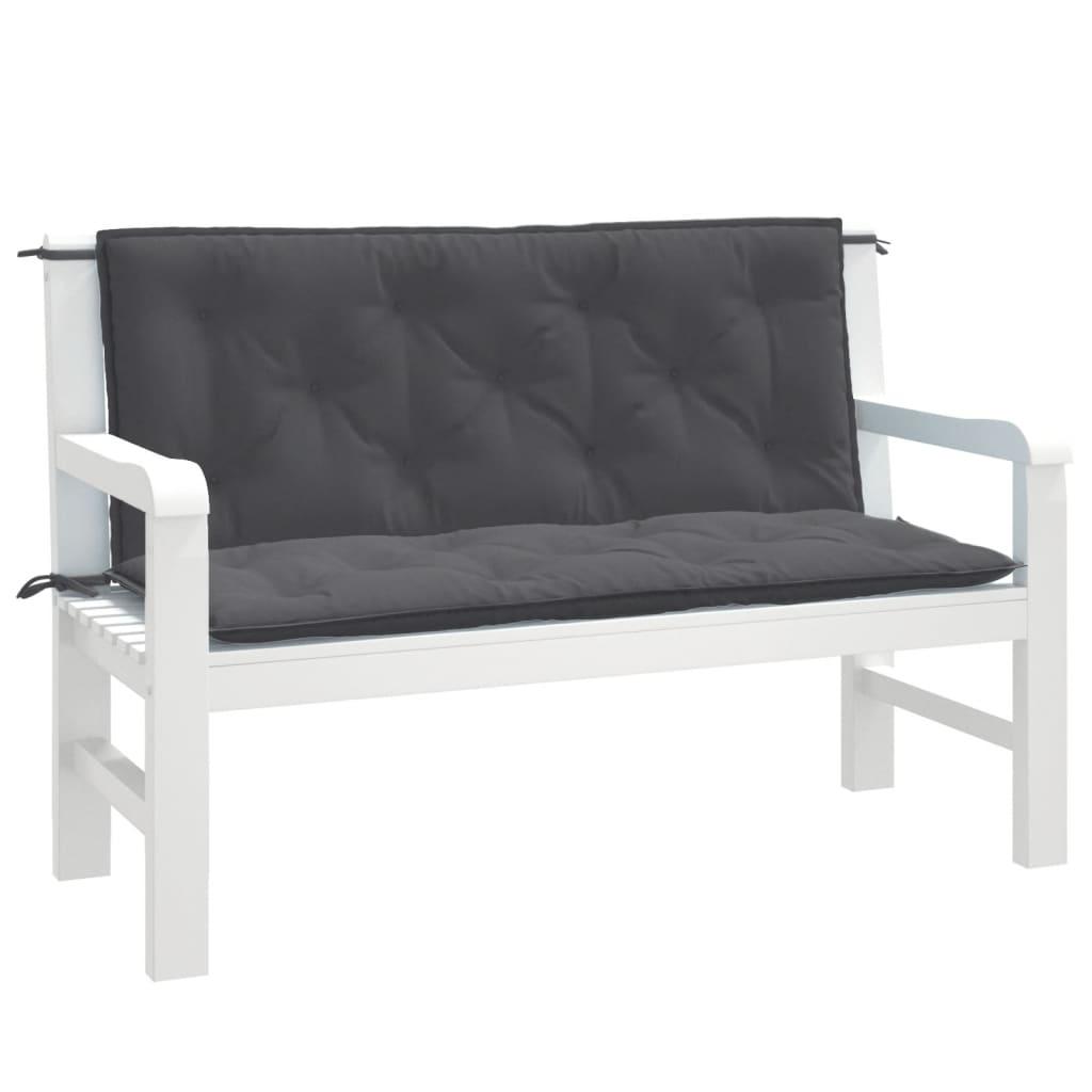 Hynder til havebænk 2 stk. 120x50x7 cm stof meleret antracitgrå