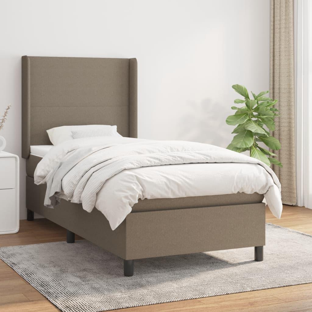 Kontinentalseng med madras 90x190 cm stof gråbrun