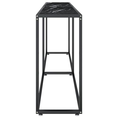 Konsolbord 220x35x75,5 cm hærdet glas sort marmor